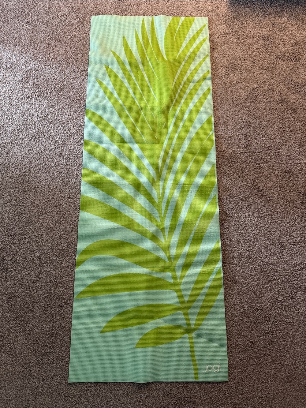Green Palm Print Yoga Mat